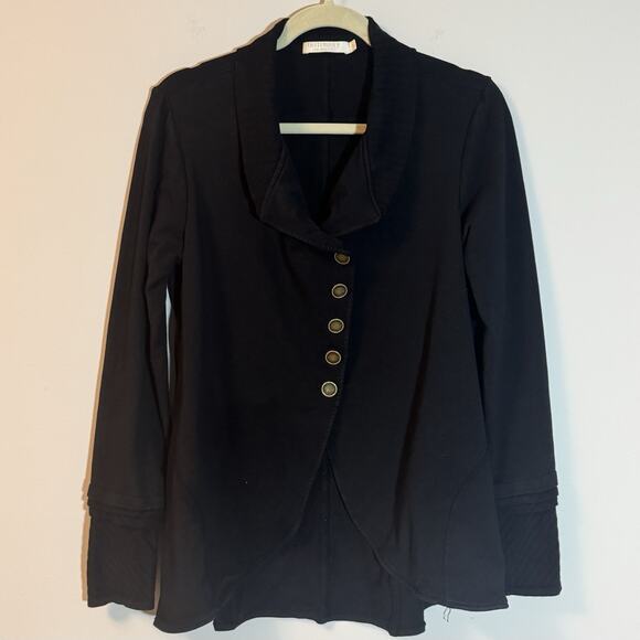 TESTIMONY Los Angeles Black Cardigan Longtail Jacket Women’s Size M Button Front - Picture 1 of 6
